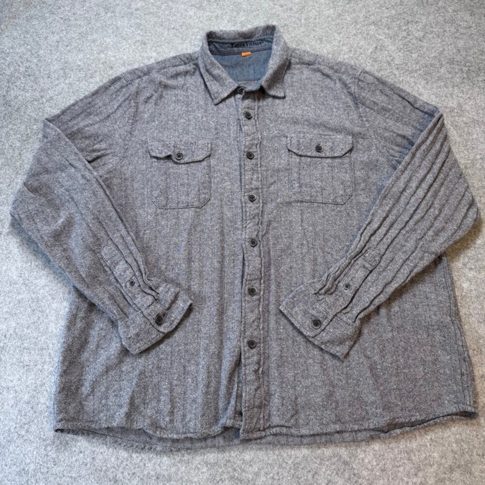 Tailor Vintage Work Shirt Men XXL Gray Herringbone 100% Cotton Overshirt
